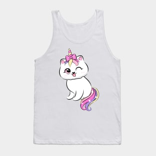 Cute loving Caticorn Blinking Unicorn girl Tank Top